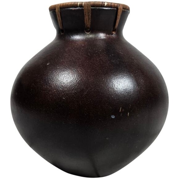 Vintage‎ Primitive Snake Charmer Rattan Top Vase - Picture 4 of 8